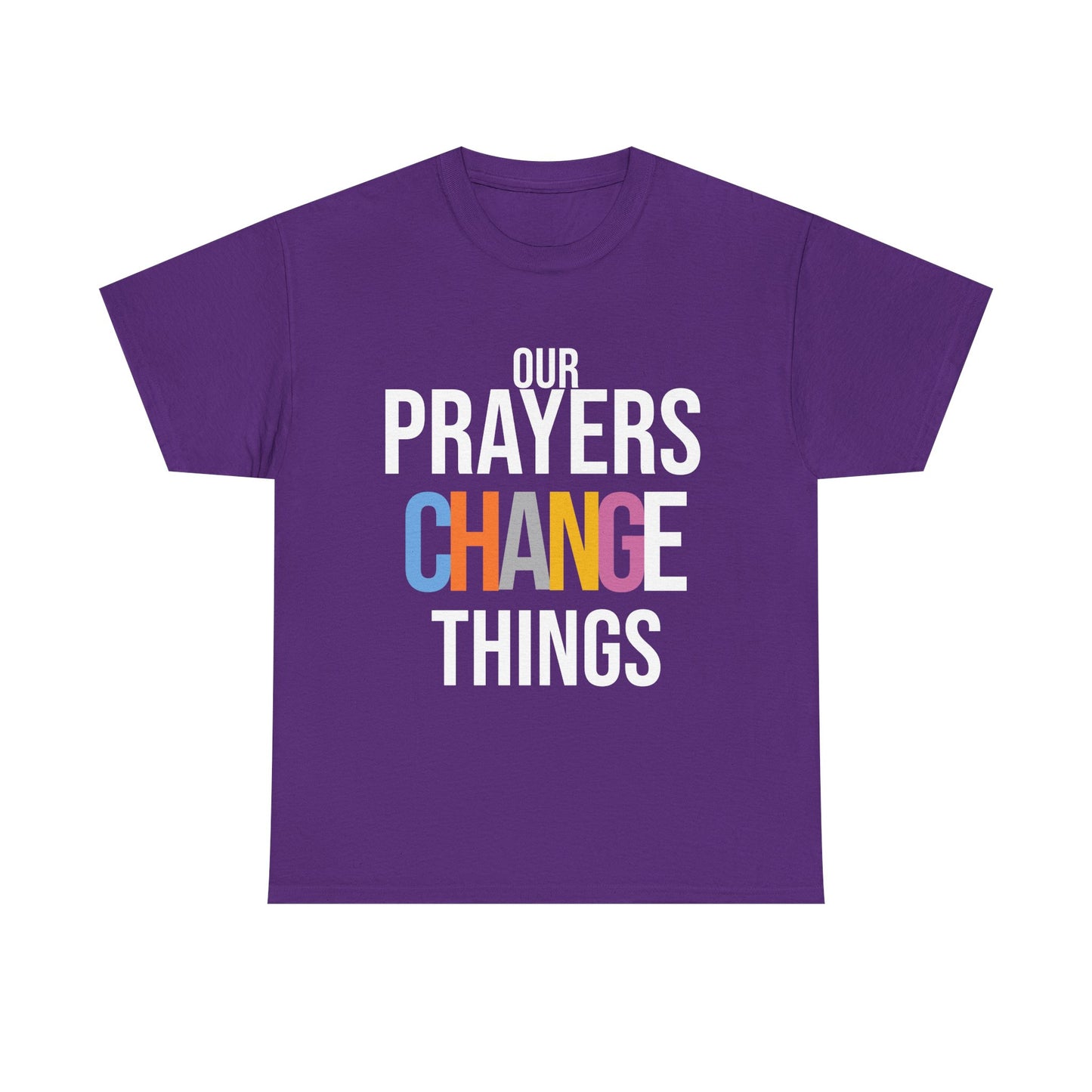 Colorful Prayer Message Unisex Heavy Cotton Tee, Spiritual T-Shirt, Faith-based Apparel, Gift for Believers, Inspirational Tee