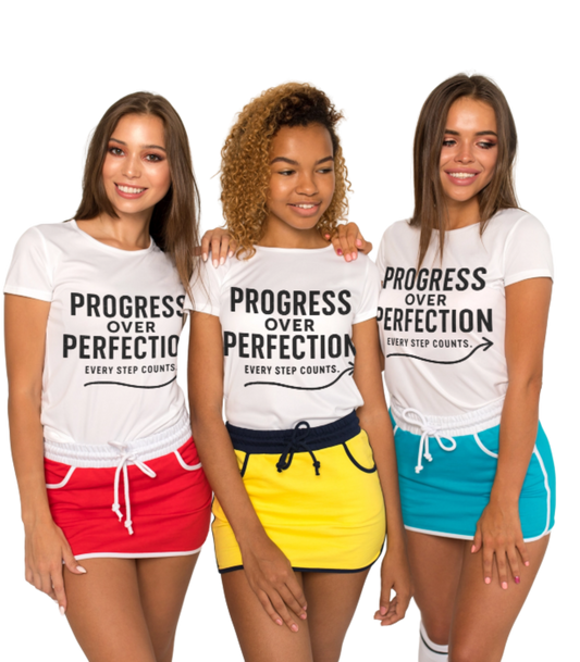 Women's Progress Over Perfection Tee - Motivational Quote T-Shirt